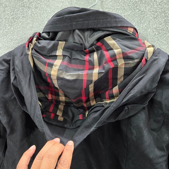 Pendleton Women Jacket Medium Black Rain Coat Hoodie Full Zip Snap Button Pocket - Picture 7 of 11